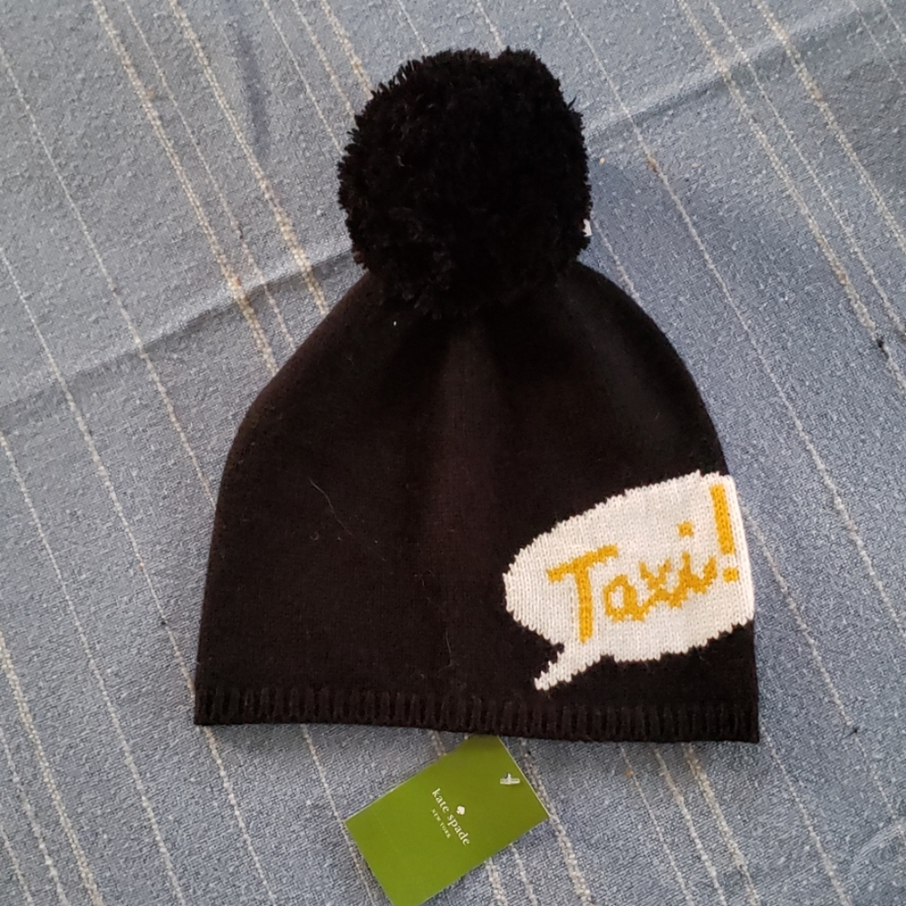Kate Spade Black Taxi Beanie!